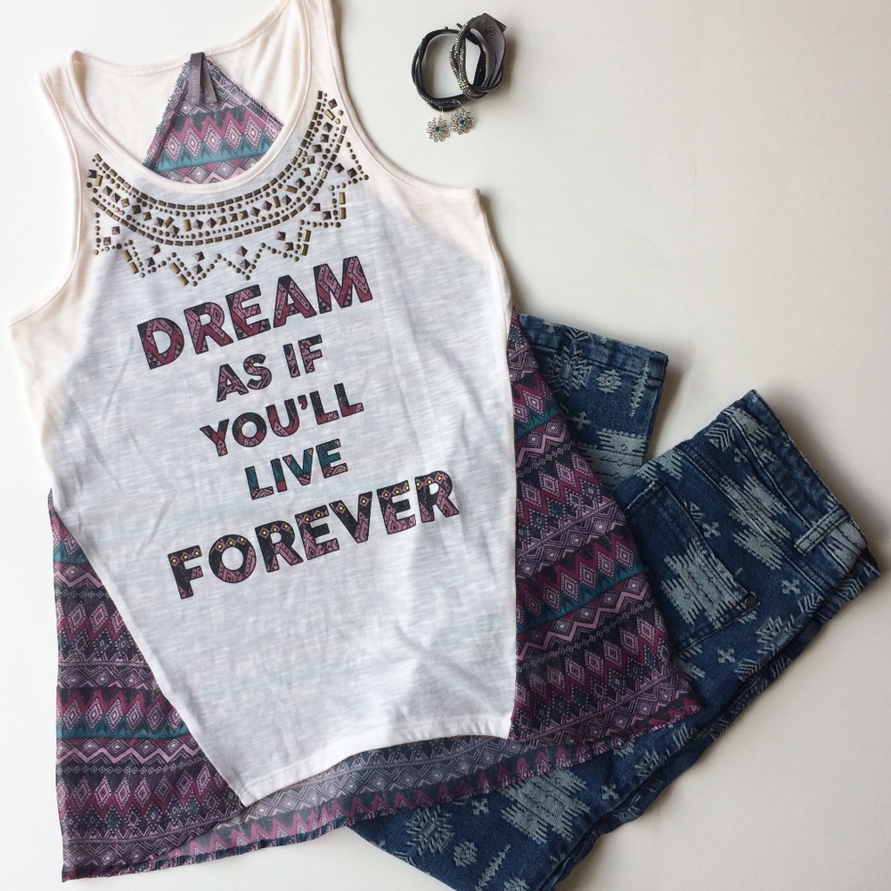 Boho Tunic Tank Top Inspirational Quote Vanity | M